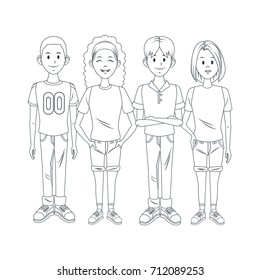 Young friends cartoon