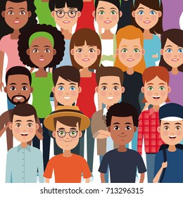 Young friends cartoon