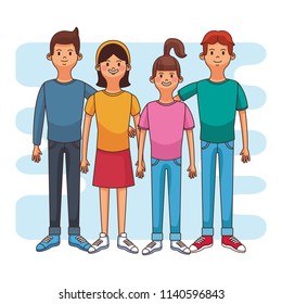 Young friends cartoons