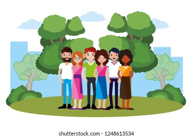 Young friends cartoons