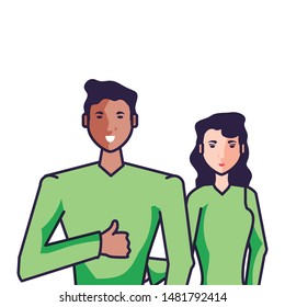 young friends couple avatar character