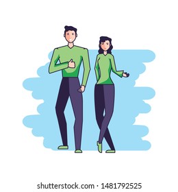 young friends couple avatar character