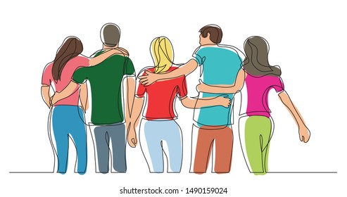 Team Members Celebrating Standing Together Friends Stock Vector ...