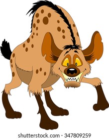 Young Funny Hyena With Huge Teeth, Vector