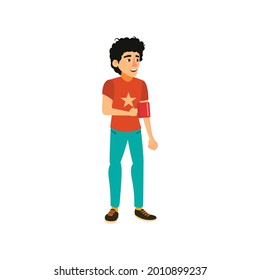 young funny man drinking coffee on company kitchen cartoon vector. young funny man drinking coffee on company kitchen character. isolated flat cartoon illustration