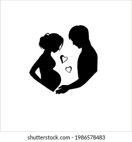 Young Future Parents Silhouette Man Pregnant Stock Vector (Royalty Free ...