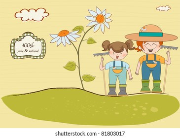 young gardener who cares for flowers