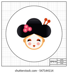 Young geisha head icon