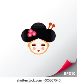 Young geisha head icon