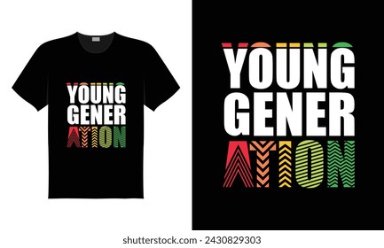 Young generation t-shirt vector illustration, vintage abstract, colorful tees graphic design and fashion house, clothing, template set younger 