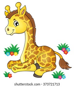 Young giraffe theme image 1 - eps10 vector illustration.