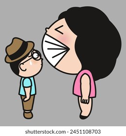 Young Girl Is Angry And Shouting Or Yelling At Boy Concept Card Character illustration