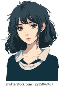 young girl anime style character vector illustration design. Manga Anime girl Hair Faces Cartoon . face young girl anime style character vector illustration design. girl anime female manga cartoon