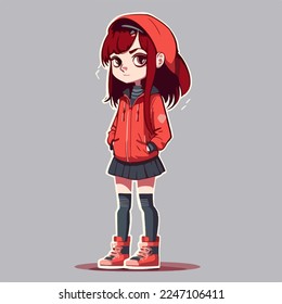 young girl anime style character vector illustration design.