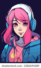 young girl anime style character vector illustration design. Manga Anime girl Hair Faces Cartoon . face young girl anime style character vector illustration design. girl anime female manga cartoon