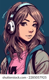 young girl anime style character vector illustration design. Manga Anime girl Hair Faces Cartoon . face young girl anime style character vector illustration design. girl anime female manga cartoon