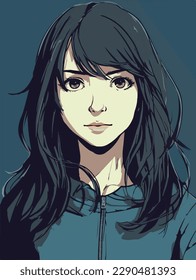 young girl anime style character vector illustration design. Manga Anime girl Hair Faces Cartoon . face young girl anime style character vector illustration design. girl anime female manga cartoon