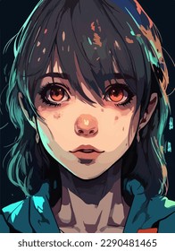 young girl anime style character vector illustration design. Manga Anime girl Hair Faces Cartoon . face young girl anime style character vector illustration design. girl anime female manga cartoon