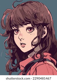 young girl anime style character vector illustration design. Manga Anime girl Hair Faces Cartoon . face young girl anime style character vector illustration design. girl anime female manga cartoon