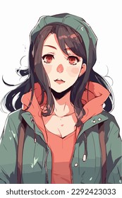 young girl anime style character vector illustration design. Manga Anime girl Hair Faces Cartoon . face young girl anime style character vector illustration design. girl anime female manga cartoon