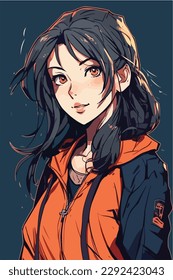 young girl anime style character vector illustration design. Manga Anime girl Hair Faces Cartoon . face young girl anime style character vector illustration design. girl anime female manga cartoon