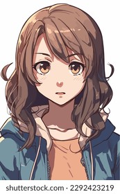 diseño de ilustración vectorial de carácter de personaje de anime joven. El pelo de la animadora Manga se enfrenta a la caricatura. diseño de ilustración vectorial de carácter de personaje de estilo anime infantil facial. dibujos animados femeninos de manga