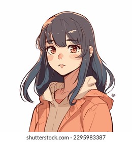 young girl anime style character vector illustration design. Manga Anime girl Hair Faces Cartoon . face young girl anime style character vector illustration design. girl anime female manga cartoon