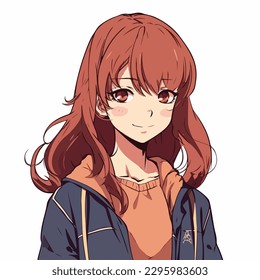 diseño de ilustración vectorial de carácter de personaje de anime joven. El pelo de la animadora Manga se enfrenta a la caricatura. diseño de ilustración vectorial de carácter de personaje de estilo anime infantil facial. dibujos animados femeninos de manga