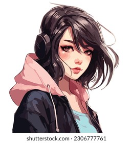 young girl anime style character vector illustration design. Manga Anime girl Hair Faces Cartoon . face young girl anime style character vector illustration design. girl anime female manga cartoon