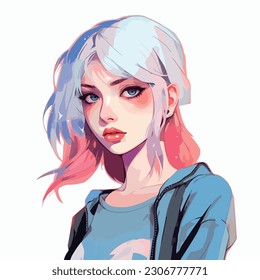 young girl anime style character vector illustration design. Manga Anime girl Hair Faces Cartoon . face young girl anime style character vector illustration design. girl anime female manga cartoon