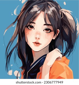 young girl anime style character vector illustration design. Manga Anime girl Hair Faces Cartoon . face young girl anime style character vector illustration design. girl anime female manga cartoon