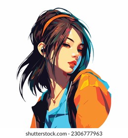 young girl anime style character vector illustration design. Manga Anime girl Hair Faces Cartoon . face young girl anime style character vector illustration design. girl anime female manga cartoon