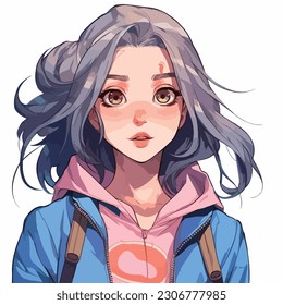young girl anime style character vector illustration design. Manga Anime girl Hair Faces Cartoon . face young girl anime style character vector illustration design. girl anime female manga cartoon