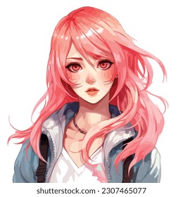 young girl anime style character vector illustration design. Manga Anime girl Hair Faces Cartoon . face young girl anime style character vector illustration design. girl anime female manga cartoon