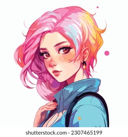 young girl anime style character vector illustration design. Manga Anime girl Hair Faces Cartoon . face young girl anime style character vector illustration design. girl anime female manga cartoon