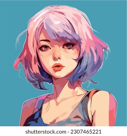 young girl anime style character vector illustration design. Manga Anime girl Hair Faces Cartoon . face young girl anime style character vector illustration design. girl anime female manga cartoon