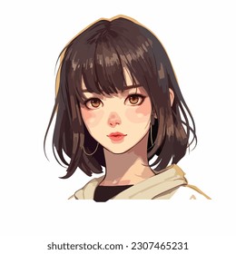 young girl anime style character vector illustration design. Manga Anime girl Hair Faces Cartoon . face young girl anime style character vector illustration design. girl anime female manga cartoon