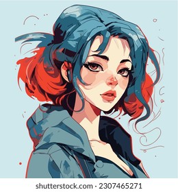 young girl anime style character vector illustration design. Manga Anime girl Hair Faces Cartoon . face young girl anime style character vector illustration design. girl anime female manga cartoon