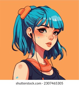 young girl anime style character vector illustration design. Manga Anime girl Hair Faces Cartoon . face young girl anime style character vector illustration design. girl anime female manga cartoon