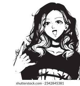 young girl anime style character vector illustration design. Manga Anime girl Hair Faces Cartoon.