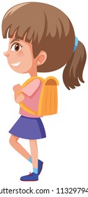 Young girl with backpack illustration