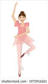 Young girl ballerina doing exercises.Vector illustration