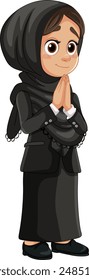 Young girl in black hijab and dress
