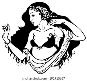 young girl, black and white image 