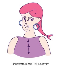 Young Girl with Braid Vector Illustration