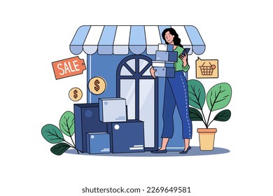 Young Girl Buying And Selling Goods Online
