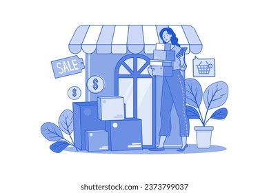 Young Girl Buying And Selling Goods Online