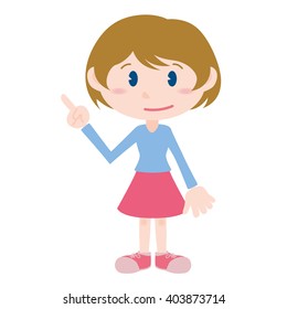 young girl cartoon character pointing hand sign clip art