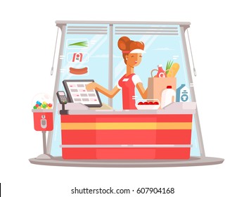 Young girl cashier