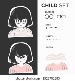 Young girl character model set